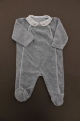Pyjama velours gris à col  bout'chou