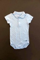 Body polo bleu ciel été  Petit Bateau