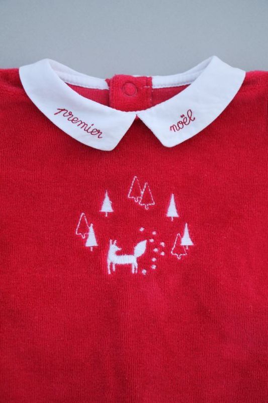 Pyjama de Noël bébé garçon en velours - Rouge pavot