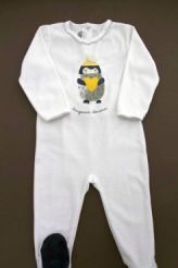 pyjama bebe garcon en velours motif pingouin multicolore