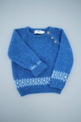 Pull bleu jacquard hiver  Cyrillus