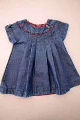 Robe denim et &eacute;cossais  Jacadi