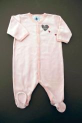Pyjama velours rose p&acirc;le   Petit Bateau