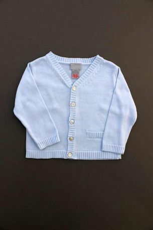 Cardigan en tricot coton bleu layette fin léger été bébé garçon 12 mois  Cyrillus