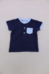 Tee-shirt bleu bi-matières  Jacadi